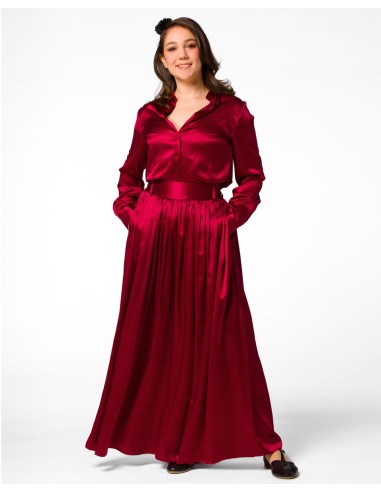 MAXI GONNA IN 100% SETA SATIN "SERENA"