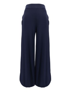 PANTALONI IN JERSEY DI BAMBU LUNGHI E AMPI A PALAZZO - NAVY
