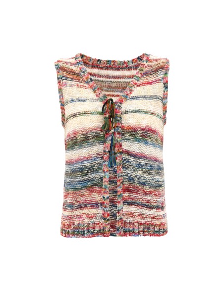 GILET APERTO IN COTONE PIMA FATTO A MANO "BONDI"
