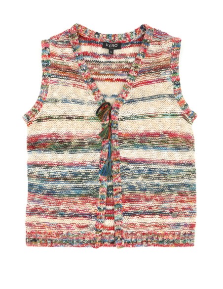 GILET APERTO IN COTONE PIMA FATTO A MANO "BONDI"
