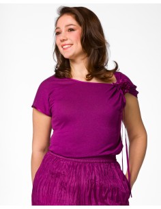 T-SHIRT CINDY CON FIOCCO IN SETA BIOLOGICA, LINO E...