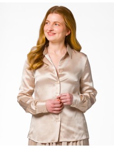 CAMICIA IN 100% SETA SATIN "SVEVA" - NUDE