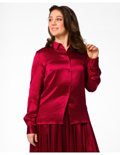 CAMICIA IN 100% SETA SATIN "SVEVA" - ROSSO
