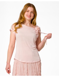 T-SHIRT CINDY CON FIOCCO IN SETA BIOLOGICA, LINO E...