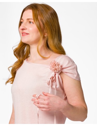 T-SHIRT CINDY CON FIOCCO IN SETA BIOLOGICA, LINO E ECOVISCOSA