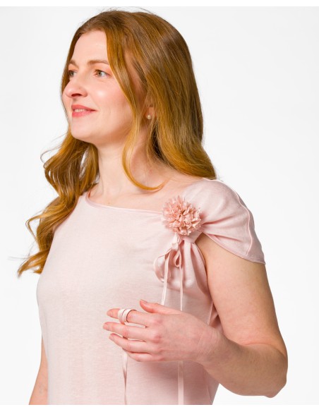 T-SHIRT CINDY CON FIOCCO IN SETA BIOLOGICA, LINO E ECOVISCOSA