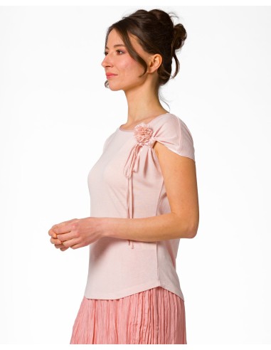 T-SHIRT CINDY CON FIOCCO IN SETA BIOLOGICA, LINO E ECOVISCOSA