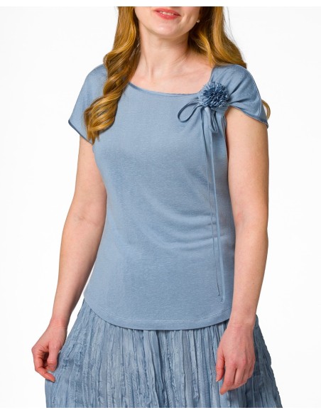 T-SHIRT CINDY CON FIOCCO IN SETA BIOLOGICA, LINO E ECOVISCOSA