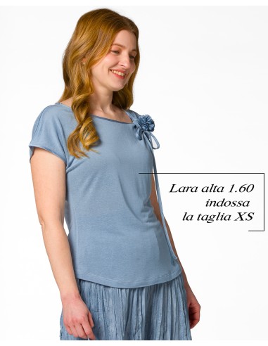 T-SHIRT CINDY CON FIOCCO IN SETA BIOLOGICA, LINO E ECOVISCOSA