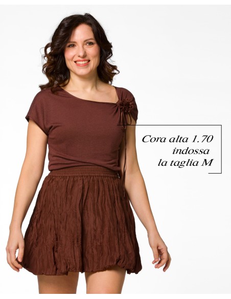 T-SHIRT CINDY CON FIOCCO IN SETA BIOLOGICA, LINO E ECOVISCOSA