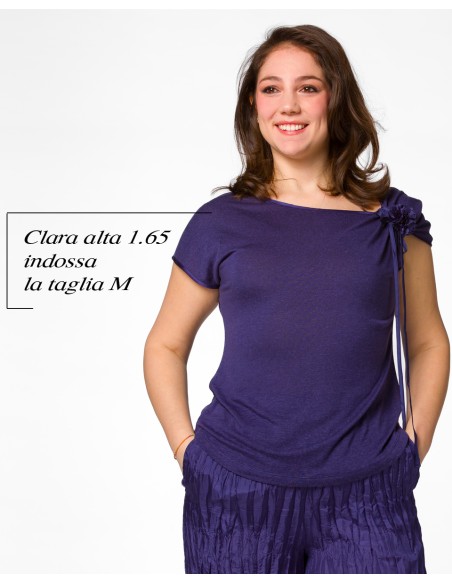T-SHIRT CINDY CON FIOCCO IN SETA BIOLOGICA, LINO E ECOVISCOSA