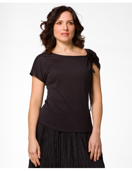 T-SHIRT CINDY CON FIOCCO IN SETA BIOLOGICA, LINO E ECOVISCOSA