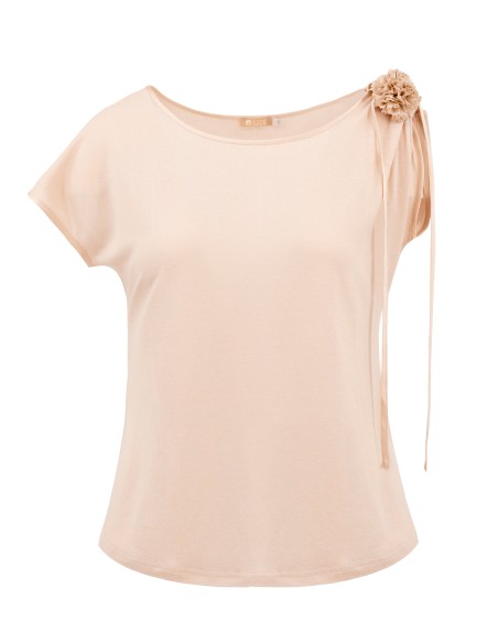 T-SHIRT CINDY CON FIOCCO IN SETA BIOLOGICA, LINO E ECOVISCOSA