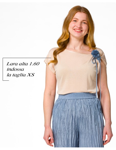 T-SHIRT CINDY CON FIOCCO IN SETA BIOLOGICA, LINO E ECOVISCOSA
