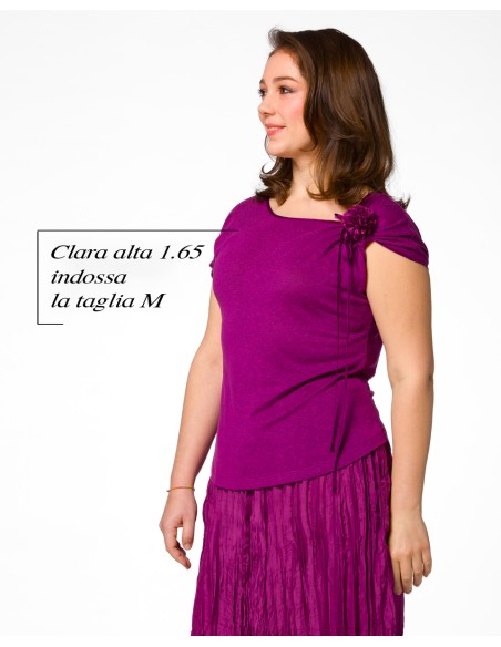 T-SHIRT CINDY CON FIOCCO IN SETA BIOLOGICA, LINO E ECOVISCOSA