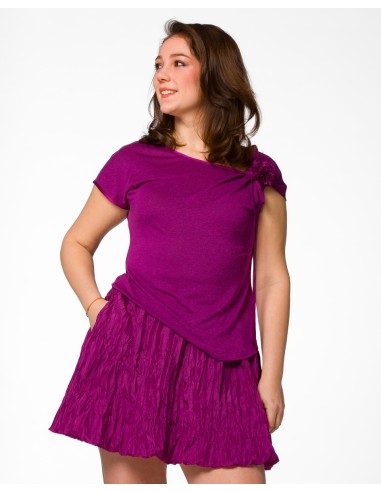 T-SHIRT CINDY CON FIOCCO IN SETA BIOLOGICA, LINO E ECOVISCOSA