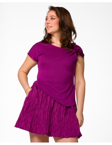 T-SHIRT CINDY CON FIOCCO IN SETA BIOLOGICA, LINO E ECOVISCOSA