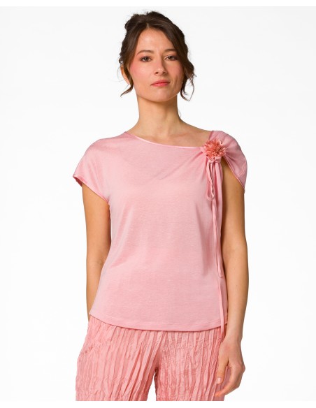 T-SHIRT CINDY CON FIOCCO IN SETA BIOLOGICA, LINO E ECOVISCOSA