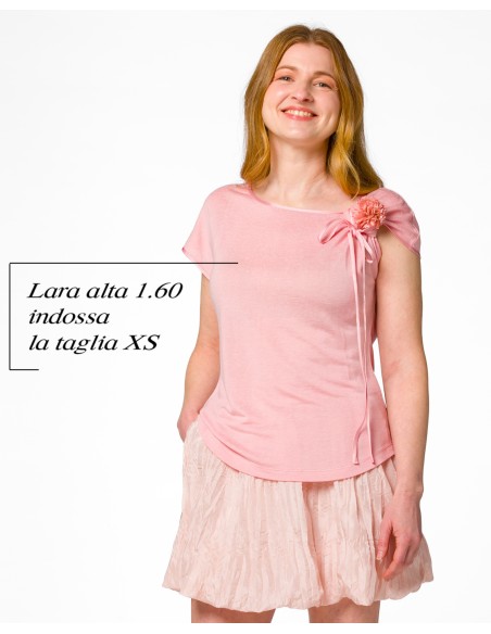 T-SHIRT CINDY CON FIOCCO IN SETA BIOLOGICA, LINO E ECOVISCOSA