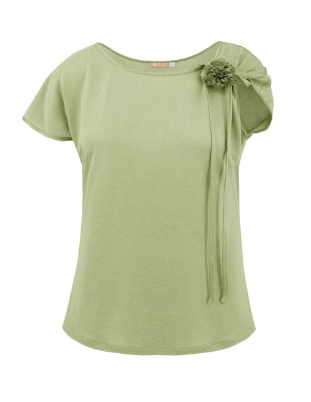 T-SHIRT CINDY CON FIOCCO IN SETA BIOLOGICA, LINO E ECOVISCOSA