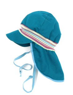 CAPPELLO IN COTONE BIO MAX  UV80 MOD "TIM" - PETROLIO
