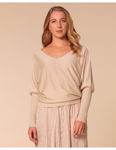 MAGLIA SCOLLO "V" CASHMIRETTA IN SETA E CASHMERE "ELISA"...