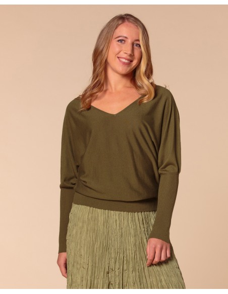 MAGLIA SCOLLO "V" CASHMIRETTA IN SETA E CASHMERE "ELISA"