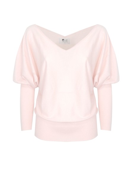 MAGLIA SCOLLO "V" CASHMIRETTA IN SETA E CASHMERE "ELISA"