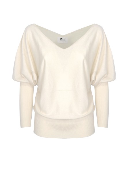 MAGLIA SCOLLO "V" CASHMIRETTA IN SETA E CASHMERE "ELISA"
