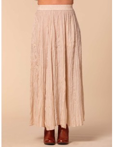 GONNA IN 100% SETA STROPICCIATA "DETTE LIMITED" - NUDE