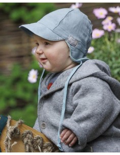 CAPPELLO BABY IN MUSSOLA DI COTONE BIO "TONY" - AZZURRO 2