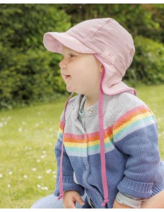 CAPPELLO BABY IN MUSSOLA DI COTONE BIO "TONY" - ROSA 2