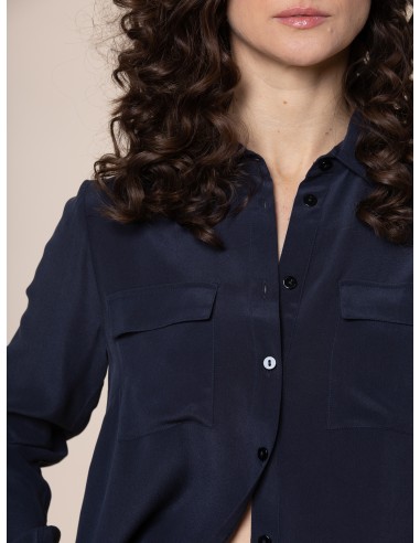 CAMICIA IN 100% SETA CON TASCHE E COLLETTO