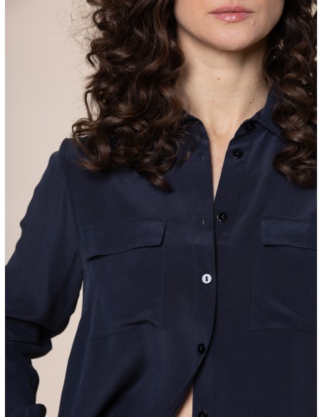 CAMICIA IN 100% SETA CON TASCHE E COLLETTO