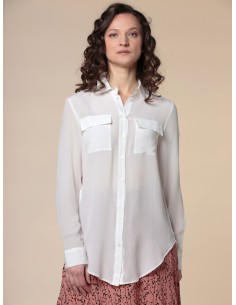CAMICIA IN 100% SETA CON TASCHE E COLLETTO - AVORIO 2