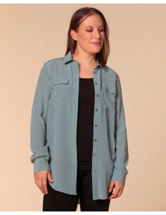 CAMICIA IN 100% SETA CON TASCHE E COLLETTO