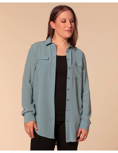 CAMICIA IN 100% SETA CON TASCHE E COLLETTO