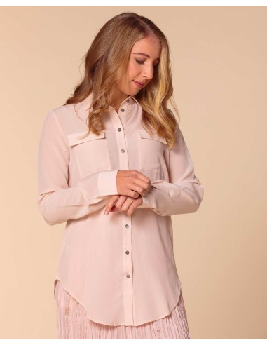 CAMICIA IN 100% SETA CON TASCHE E COLLETTO