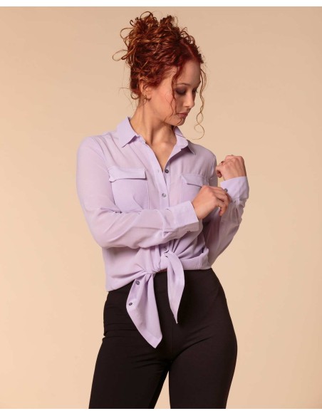 CAMICIA IN 100% SETA CON TASCHE E COLLETTO