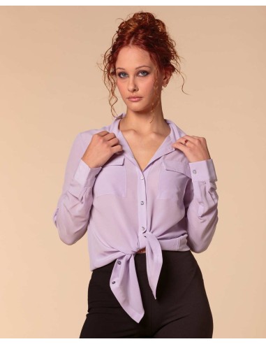 CAMICIA IN 100% SETA CON TASCHE E COLLETTO