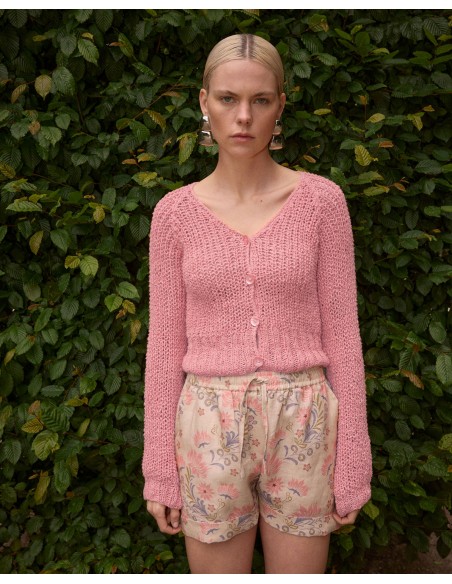 CARDIGAN IN 100% SETA BURETTA HANDKNIT