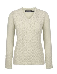 MAGLIONE IN LANA IRLANDESE E CASHMERE "BAILY" - BEIGE