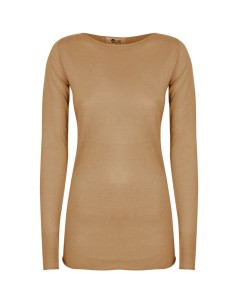 MAGLIA CASHMIRETTA IN SETA E CASHMERE "GRETA" - CAMMELLO