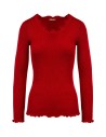 MAGLIA A MANICHE LUNGHE IN SETA-COTONE CON PIZZO