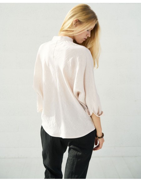 CAMICIA ALLA COREANA IN 100% LINO "MARION"