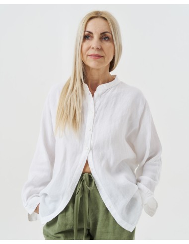 CAMICIA ALLA COREANA IN 100% LINO "MARION"