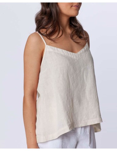 TOP CON SPALLINA SOTTILE IN 100% LINO  "BELLA"