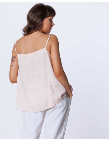 TOP CON SPALLINA SOTTILE IN 100% LINO  "BELLA"