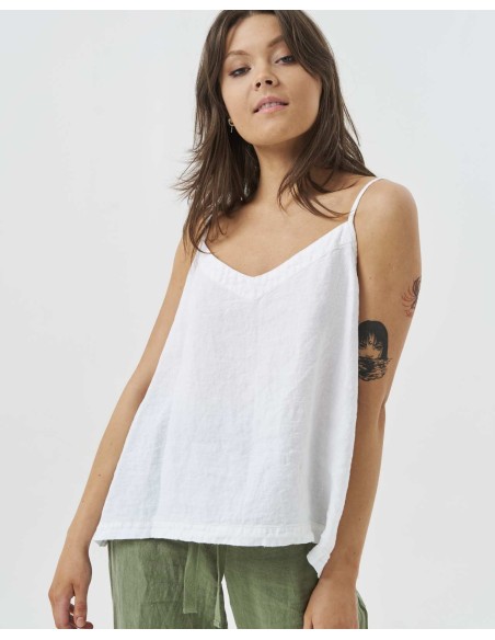 TOP CON SPALLINA SOTTILE IN 100% LINO  "BELLA"