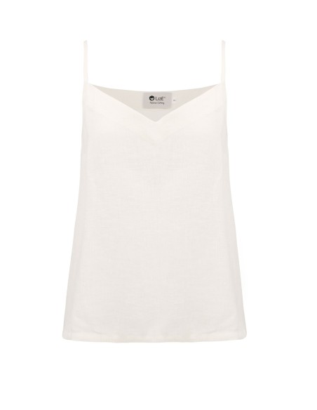 TOP CON SPALLINA SOTTILE IN 100% LINO  "BELLA"